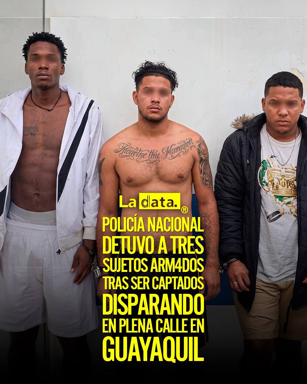 Policía Nacional detuvo a tres sujetos arm4dos tras ser captados disparando en plena calle en Guayaquil.