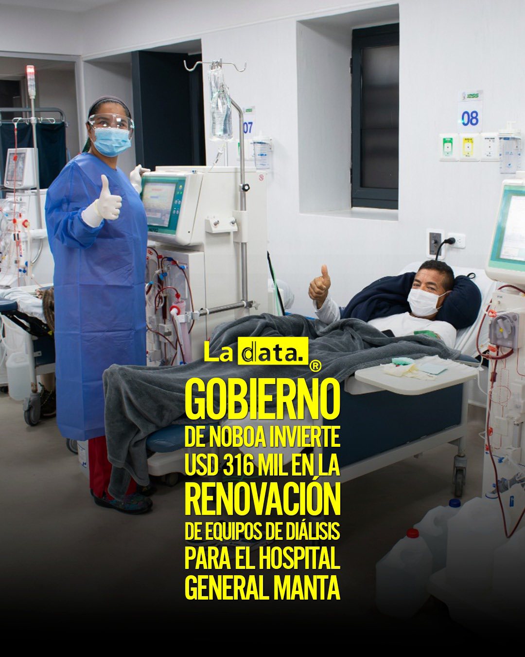 Gobierno de Noboa invierte USD 316 mil en la renovación de equipos de diálisis para el Hospital General Manta.