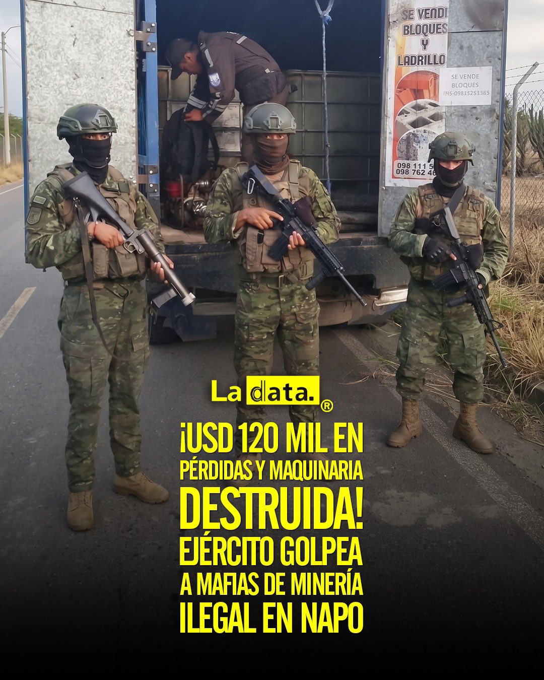 ¡USD 120 mil en pérdidas y maquinaria destruida! Ejército golpea a mafias de minería ilegal en Napo