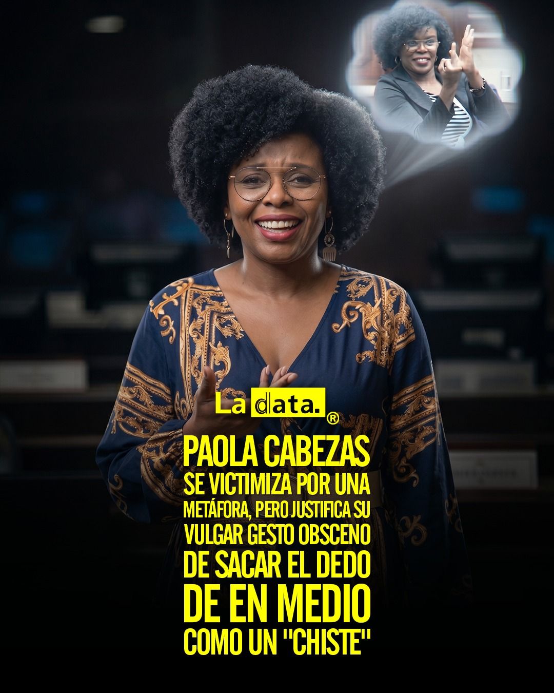 Paola Cabezas se victimiza por una metáfora, pero justifica su vulgar gesto obsceno de sacar el dedo de en medio como un "chiste".