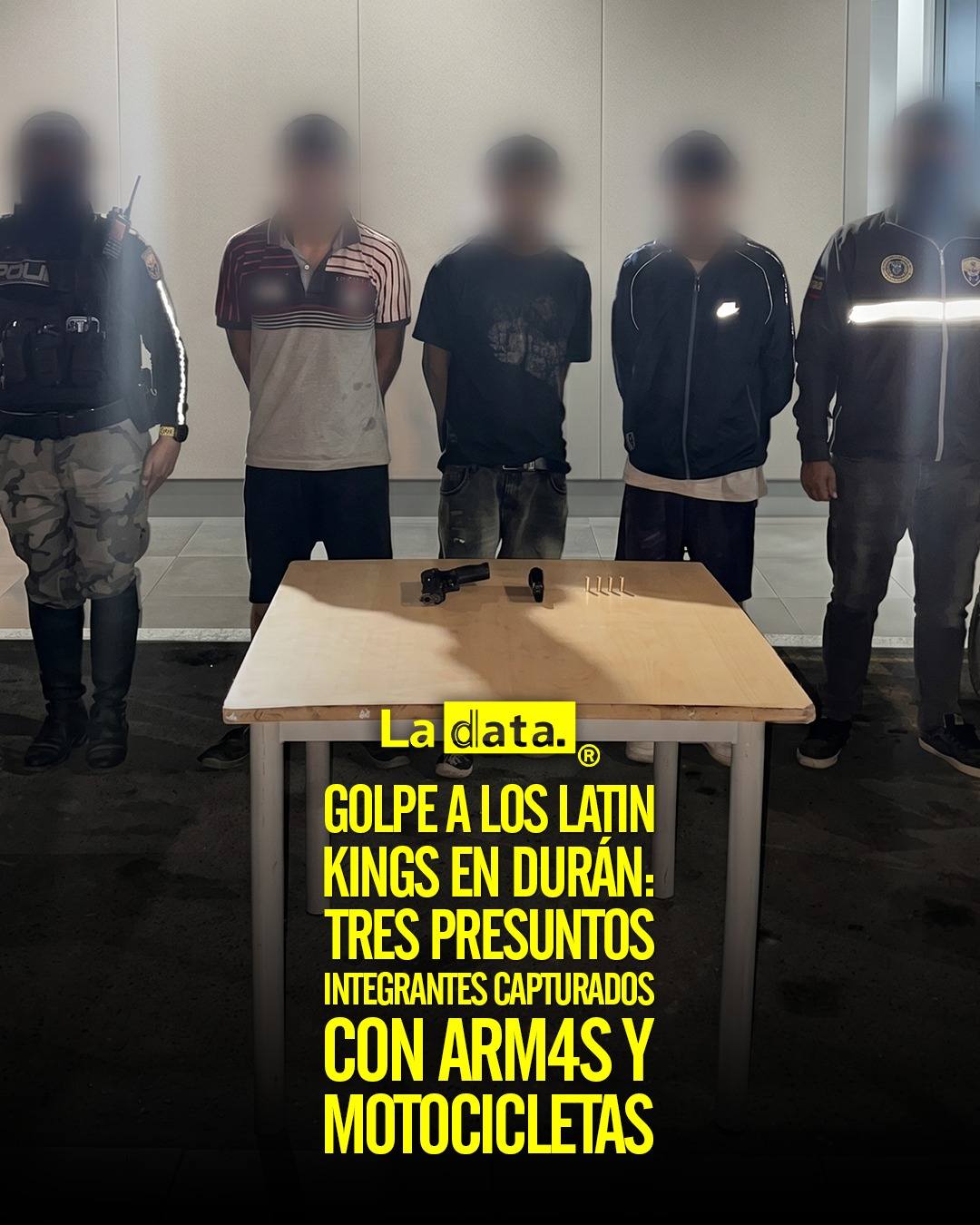Golpe a los Latin Kings en Durán: tres presuntos integrantes capturados con arm4s y motocicletas