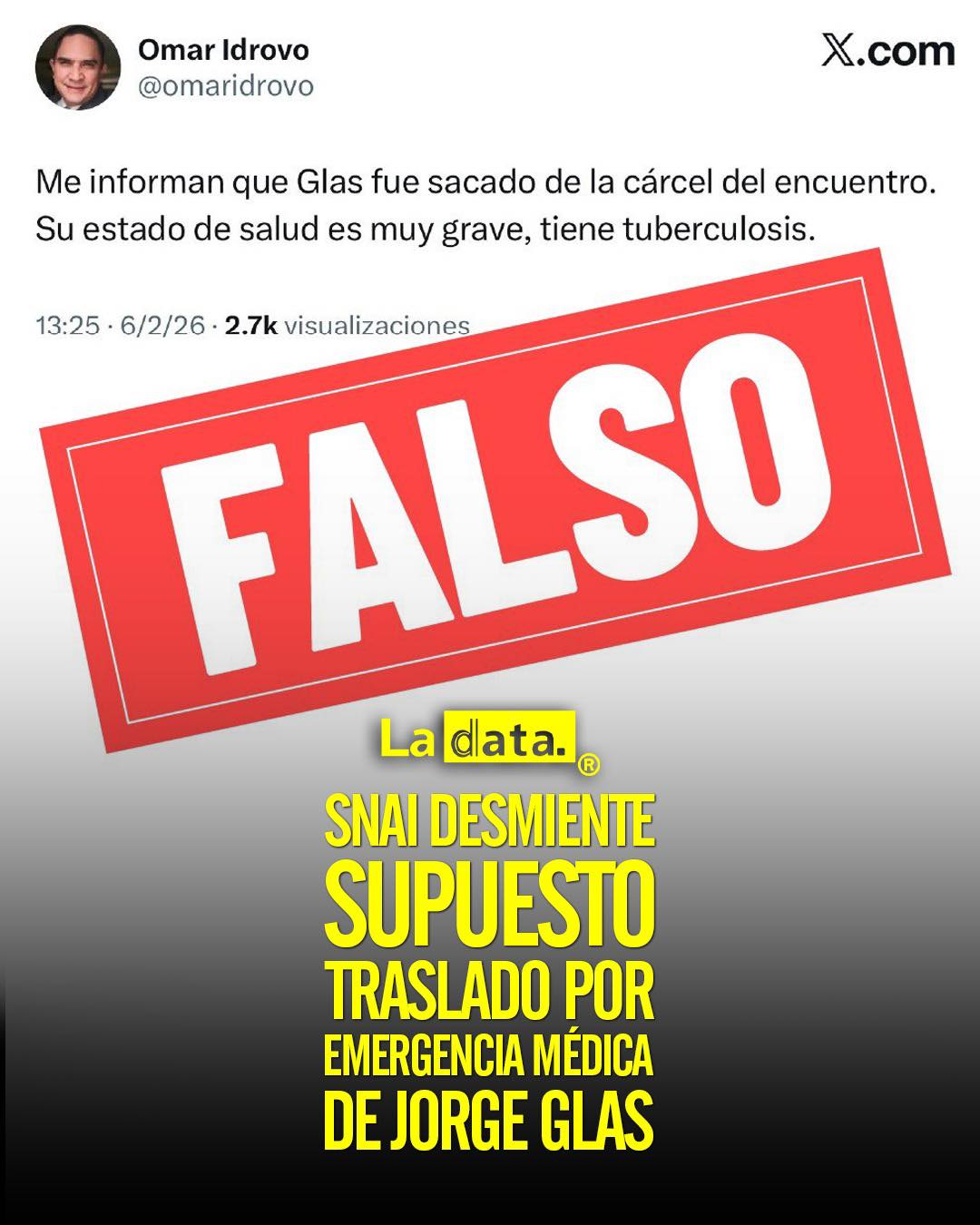 @ladataec 👈 #ladata #TendenciaPolítica #SNAI #JorgeGlas