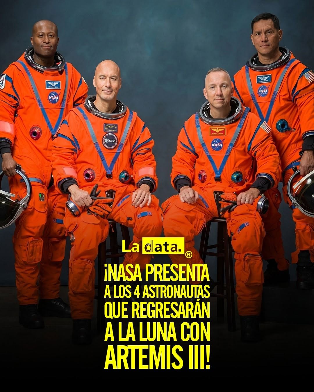 ¡NASA presenta a los 4 astronautas que regresarán a la Luna con Artemis IIII