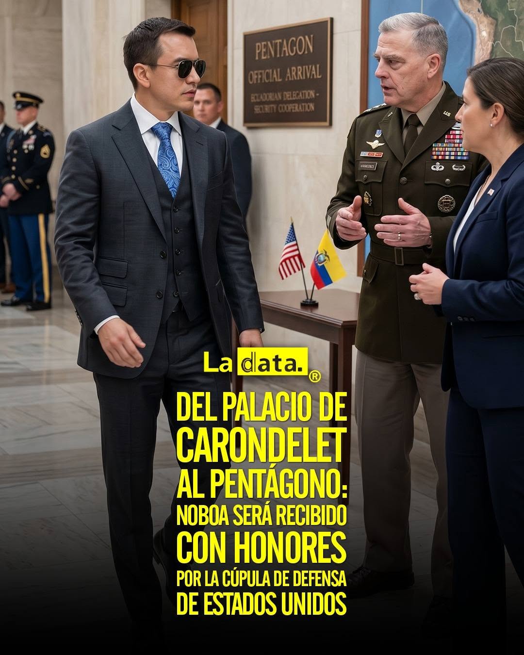 Del Palacio de Carondelet al Pentágono: Noboa será recibido con honores por la cúpula de defensa de Estados Unidos.