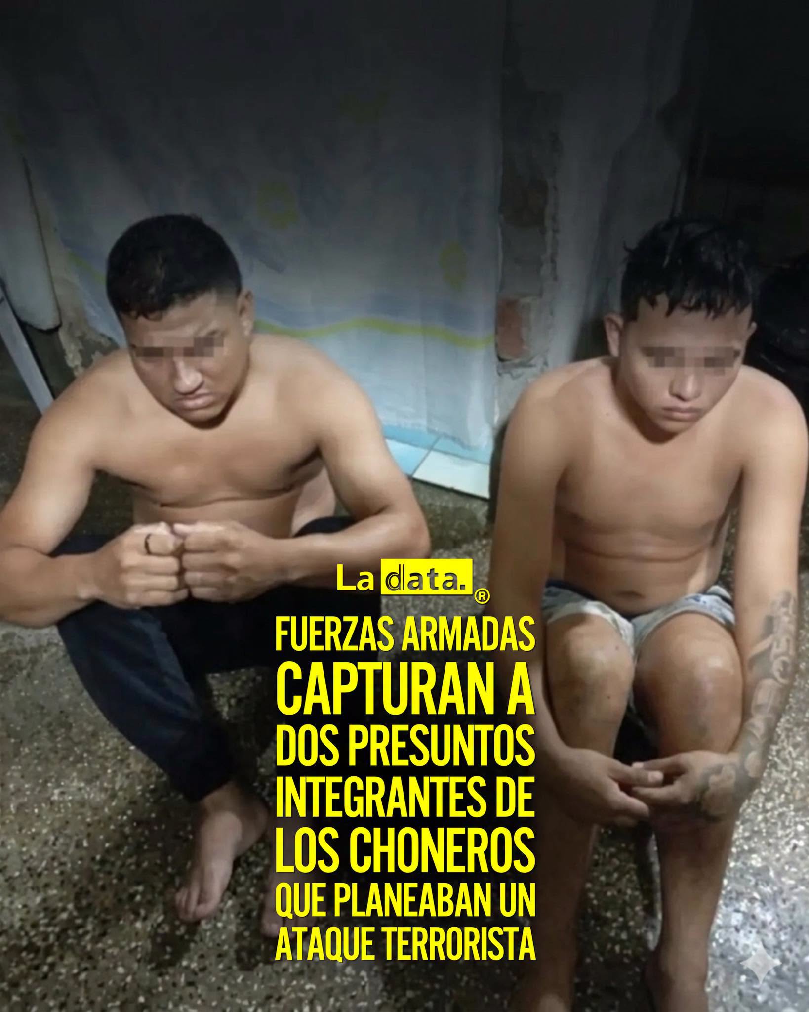 Fuerzas Armadas capturan a dos presuntos integrantes de “Los Choneros” que planeaban un ataque terrorista