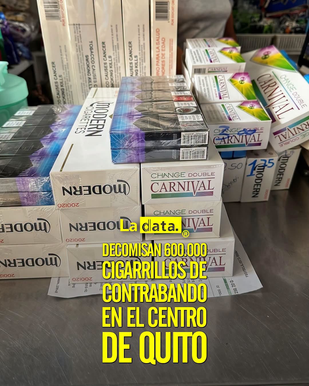 Decomisan 600.000 cigarrillos de contrabando en el centro de Quito